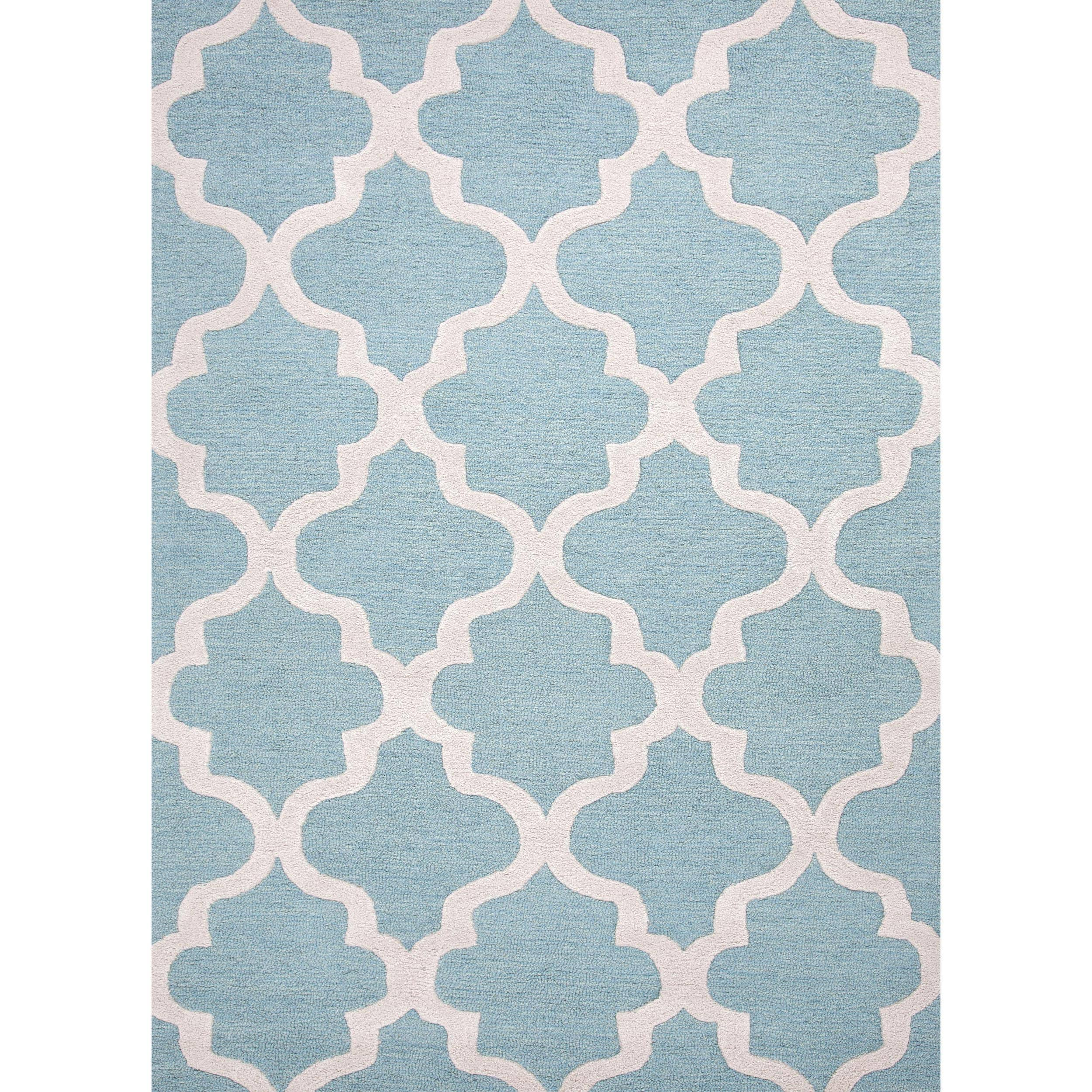 Hand tufted Modern Geometric Blue Wool Rug (5 X 8)