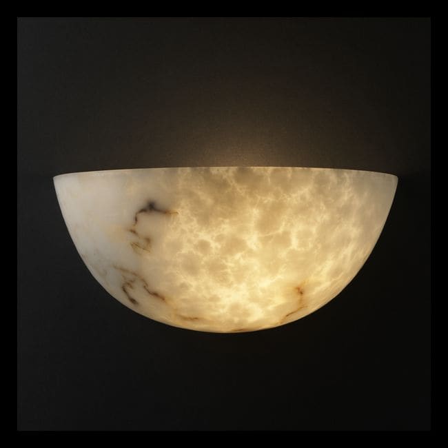 2 light Large Quarter Sphere Faux Alabaster Wall Sconce