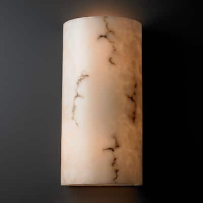 Justice Design LumenAria 2-light Outdoor (No Metal) Open Top and Bottom Wall Sconce, Faux Alabaster Shade