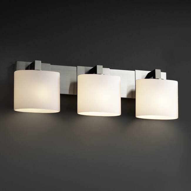 Fusion Modular 3-light Brushed Nickel Bath Bar, Opal Oval Shade - Artisan Glass