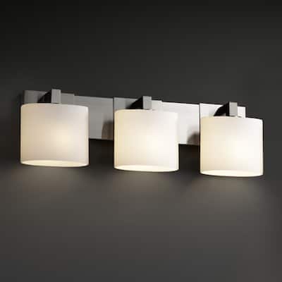 Fusion Modular 3-light Brushed Nickel Bath Bar, Opal Oval Shade