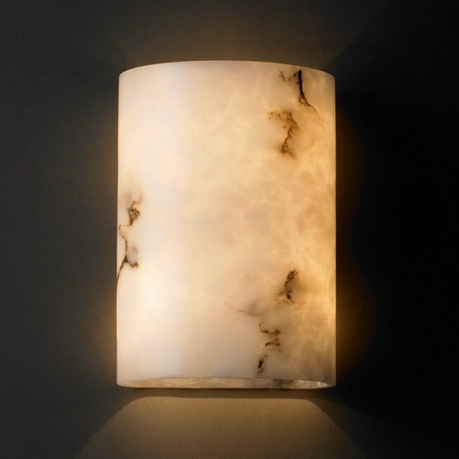 2 light Small Cylinder Faux Alabaster Wall Sconce