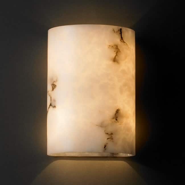 Justice Design LumenAria 2-light ADA Wall Sconce, Faux Alabaster Small Cylinder Shade - Faux Alabaster Resin