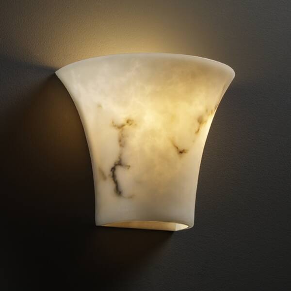 Copper Grove Nierembergia Flared Wall Sconce with Alabster Shade - Faux Alabaster Resin
