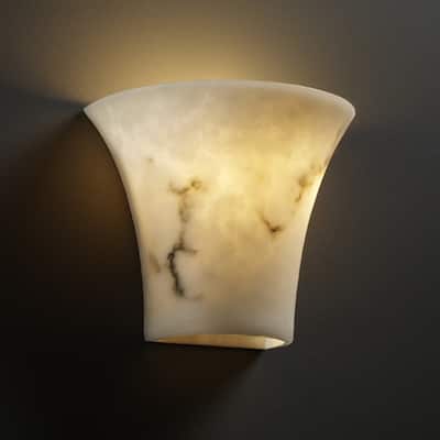 Copper Grove Nierembergia Flared Wall Sconce with Alabster Shade