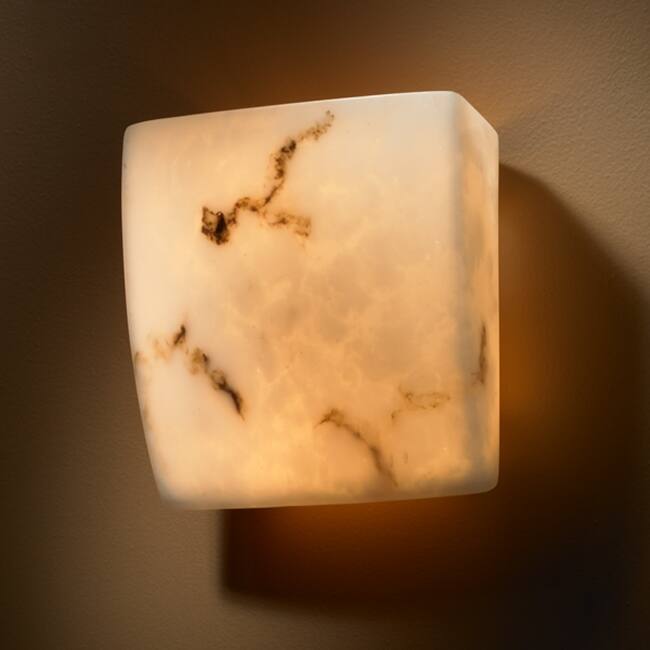 Justice Design LumenAria 2-light ADA (No Metal) Wall Sconce, Square Faux Alabaster Shade - Faux Alabaster Resin