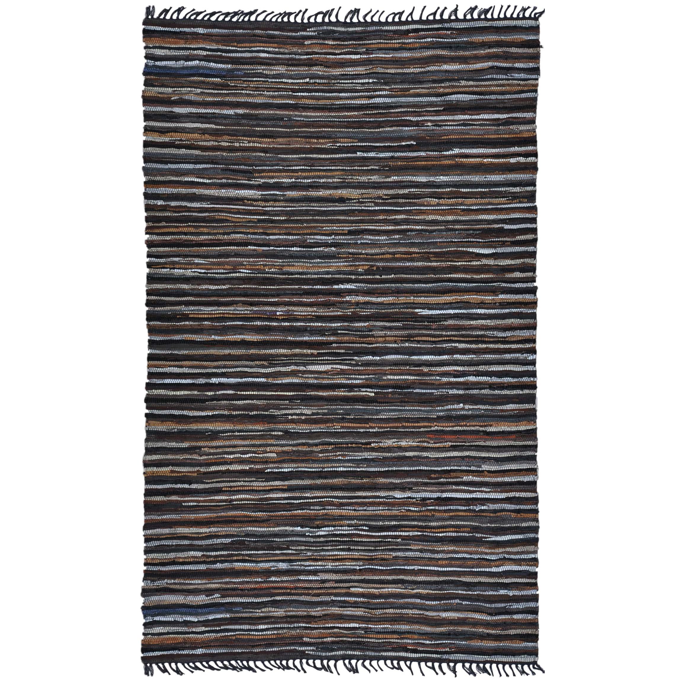 Hand Woven Matador Brown Stripe Leather Rug (4 X 6)