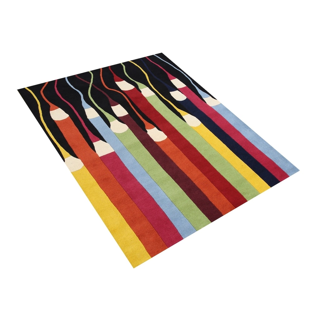 Alliyah Handmade Black New Zealand Blend Wool Rug (5' x 8') - 5' x 8'