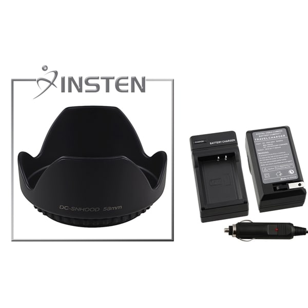 INSTEN Lens Hood/ Charger Set for Canon Digital Rebel T3 INSTEN Camera Batteries & Chargers