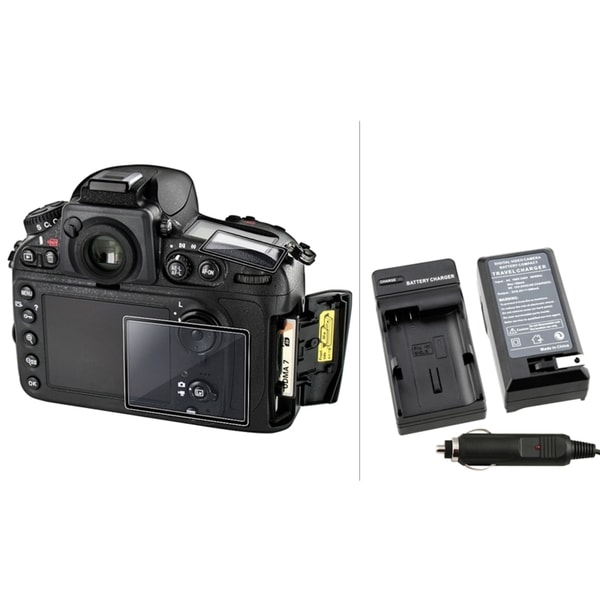 BasAcc LCD Protector Glass/ Battery Charger Set for Nikon D800 BasAcc Camera Batteries & Chargers