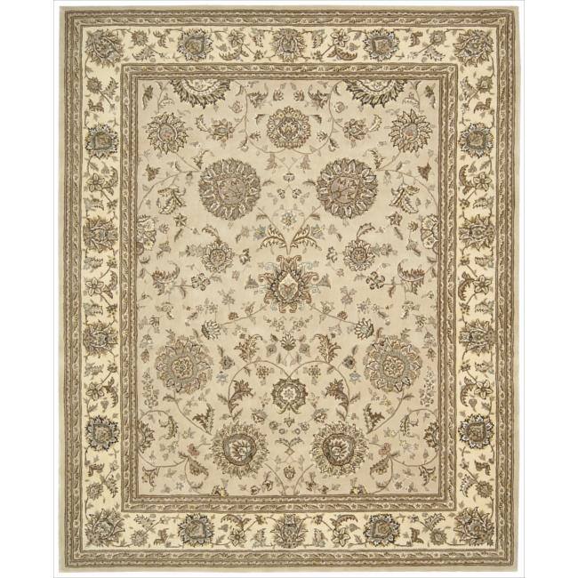 Nourison 2000 Hand-tufted Traditional Area Rug - Sand - Floral & Botanical - 10' x 14' - Wool/Silk/New Zealand Wool - 9'9" x 13'9" - N/A