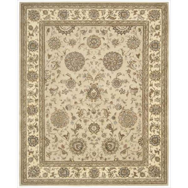 slide 2 of 18, Nourison 2000 Hand-tufted Traditional Area Rug Sand - Floral & Botanical - 10' x 14' - Wool/Silk/New Zealand Wool - 9'9" x 13'9" - N/A