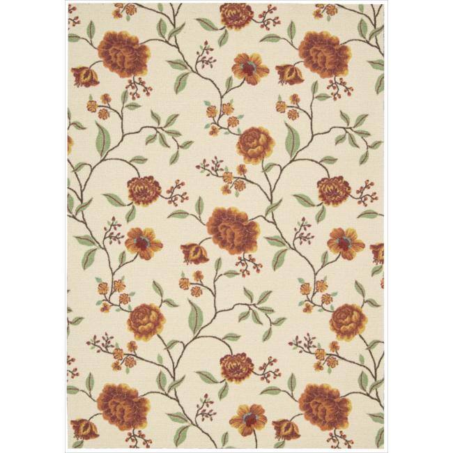 Nourison Vista Ivory Floral Rug - 2'6" x 8' Runner - Ivory