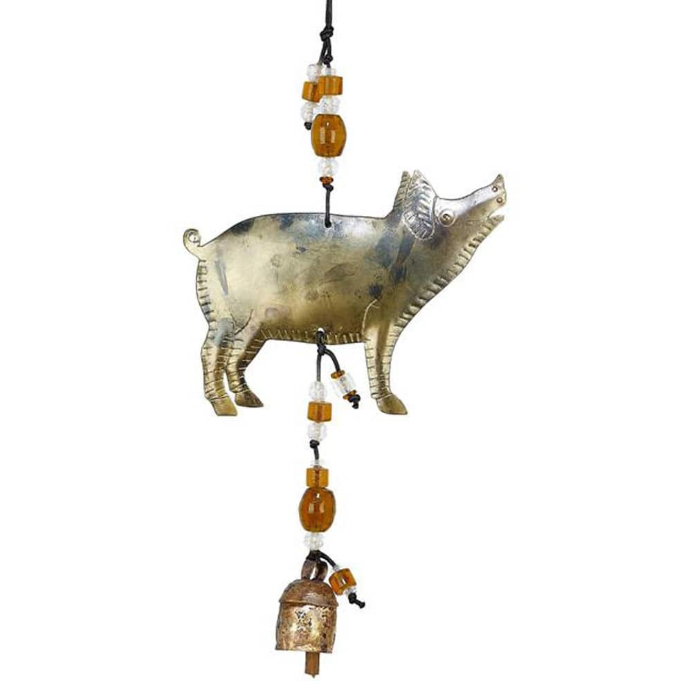 Handmade Practically Perfect Pig Wind Chime (India)