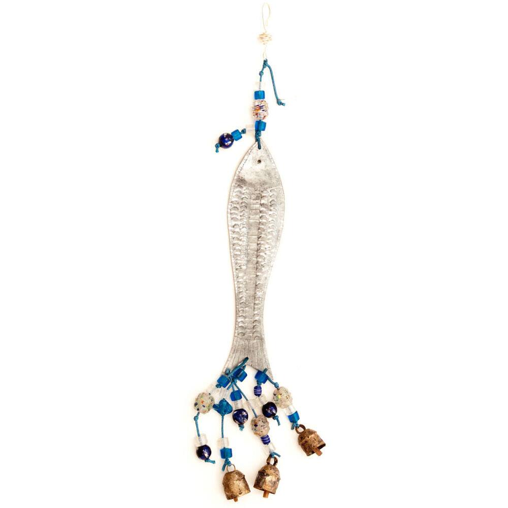 Handmade Silver Fish 3-D Wind Chime (India)