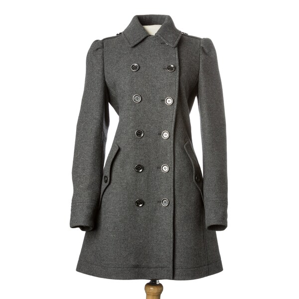 Burberry Brit Women's Grey Wool-blend Double-breasted Coat - 14981110 ...