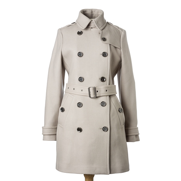 Burberry Brit Women's Dove Grey Wool Twill Mid-length Trench Coat ...