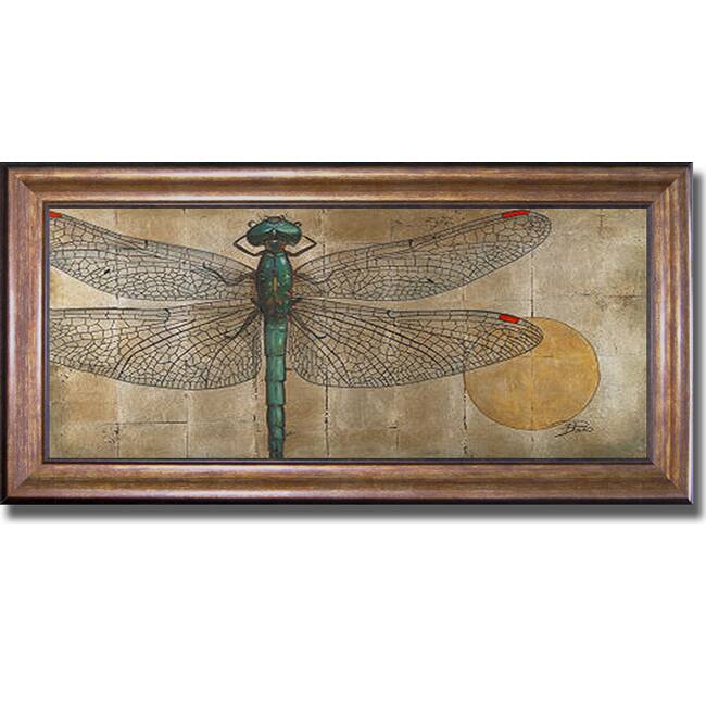 Patricia Pinto 'Dragonfly on Silver' Framed Canvas Art