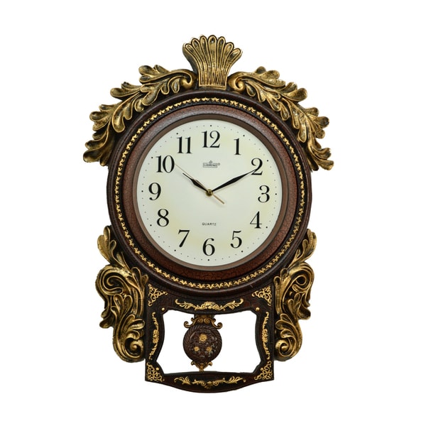 Fabulous Antique Polyresin Pendulum Wall Clock (27x19) Threestar Wall Clocks