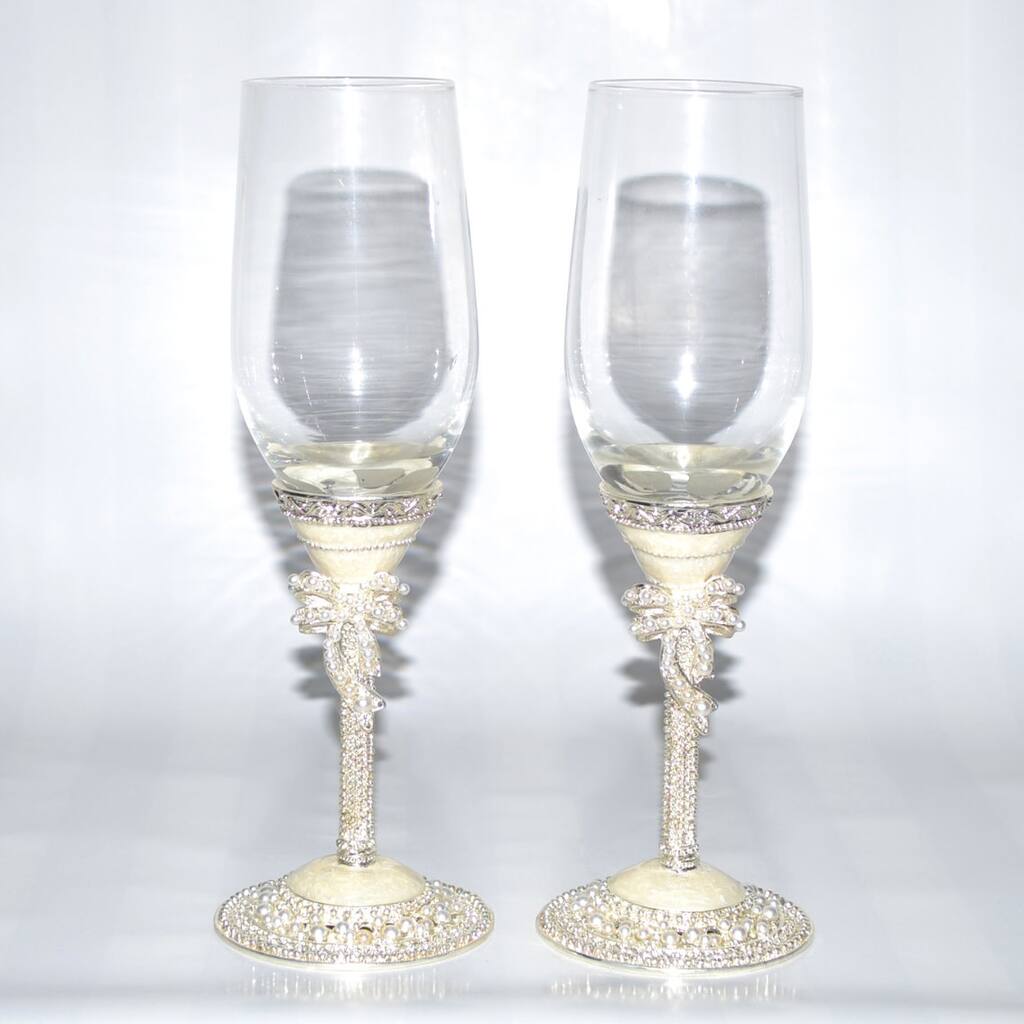 Pearl White Italian 2-piece Champagne Glasses Set