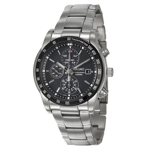Seiko Men's Stainless Steel Chronograph Watch - 14982354 - Overstock ...