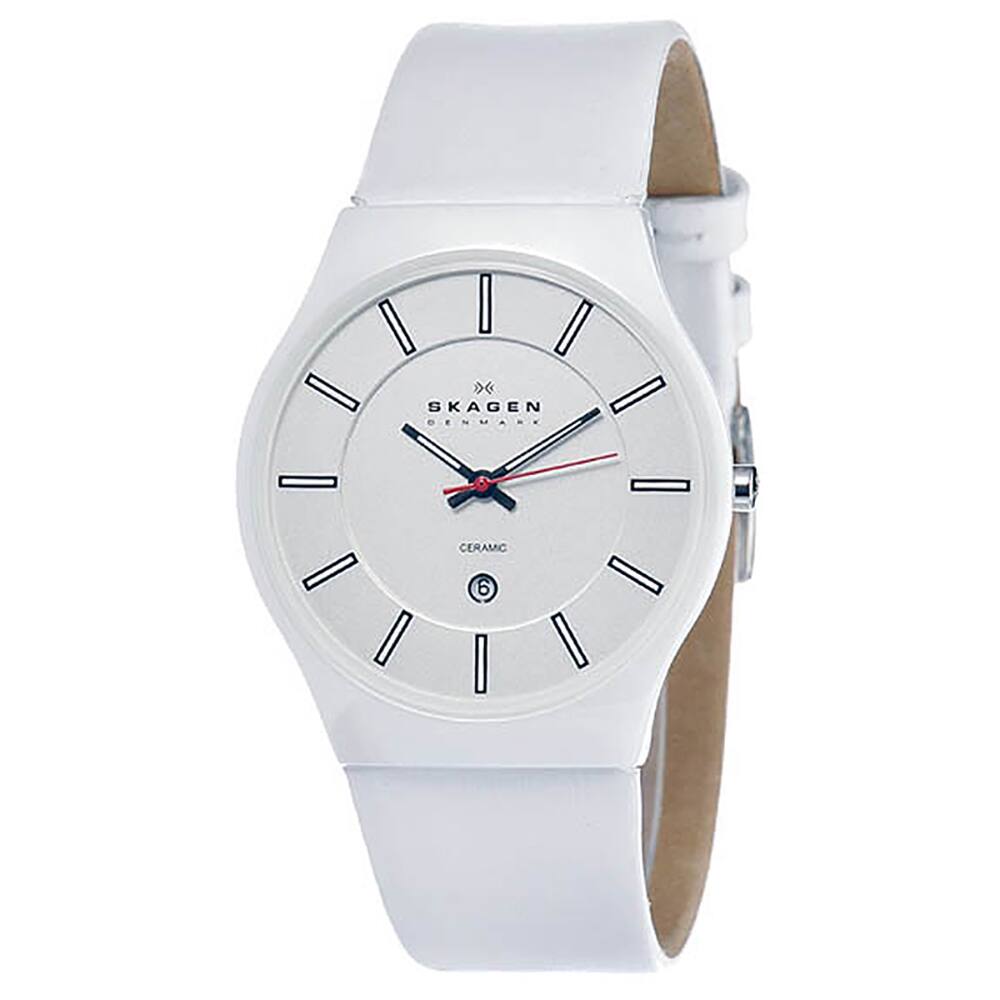 Skagen Men's Ceramic Shiney White Dial Watch