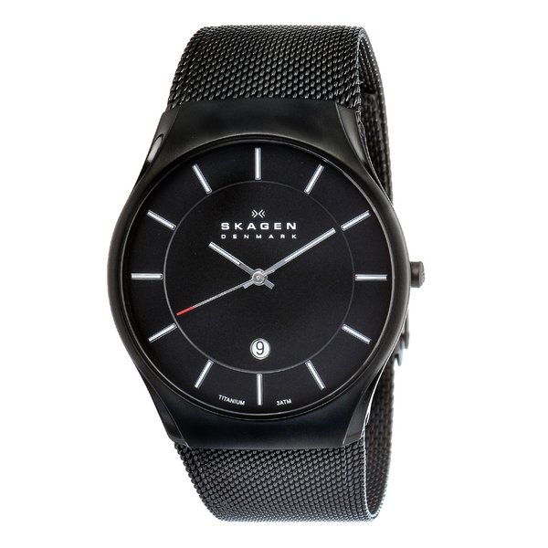 Skagen Men's Black Titanium Mesh Strap Watch - Overstock Shopping - Big ...