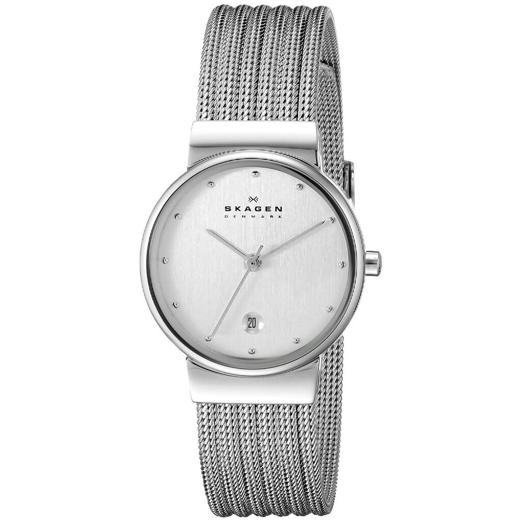 Skagen Women's 355SSS1 Silver Dial Watch with Stainless Steel Mesh Bracelet