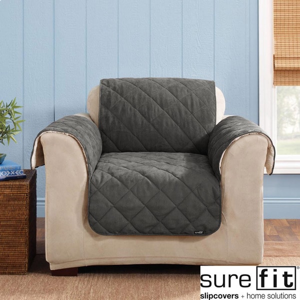 Sure Fit Reversible Graphite Chair Cover Sure Fit Chair Slipcovers