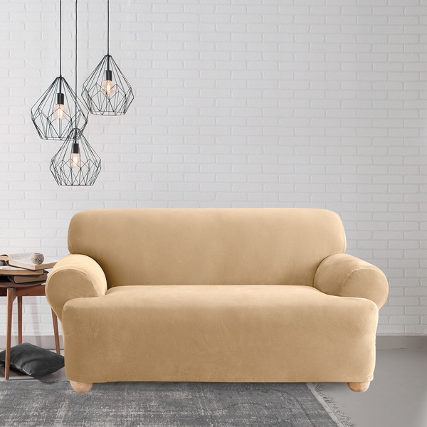 Sure Fit Cream T-cushion Loveseat Slipcover