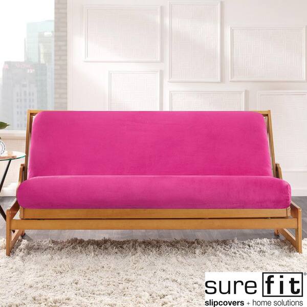 Sure Fit Magenta Velvet Futon Cover Overstock 7549535