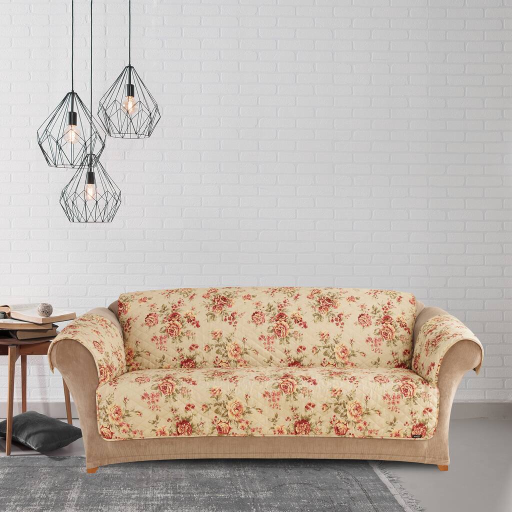 Sure Fit Lexington Floral Sofa Pet Furniture Protector with Strap