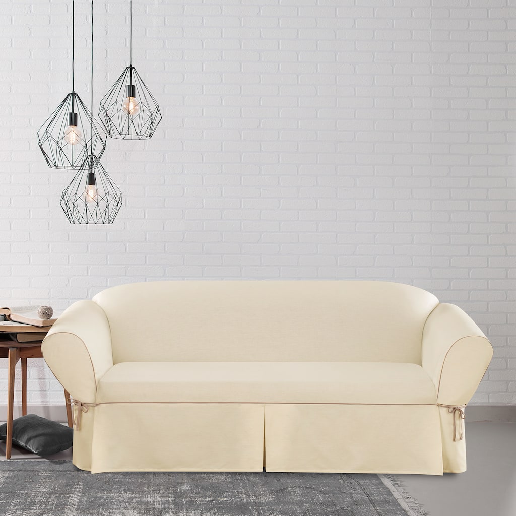 Sure Fit Contrast Cord Duck Natural Sofa Slipcover