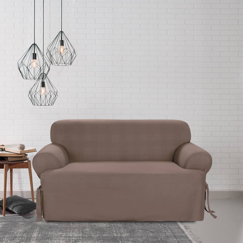 Sure Fit Cocoa Loveseat T-cushion Slipcover