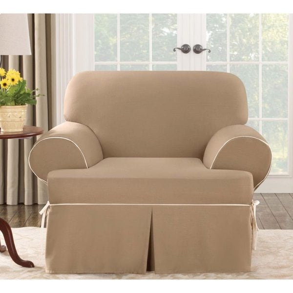 Shop Sure Fit Contrast Cord Duck Cocoa Chair T Cushion Slipcover Free