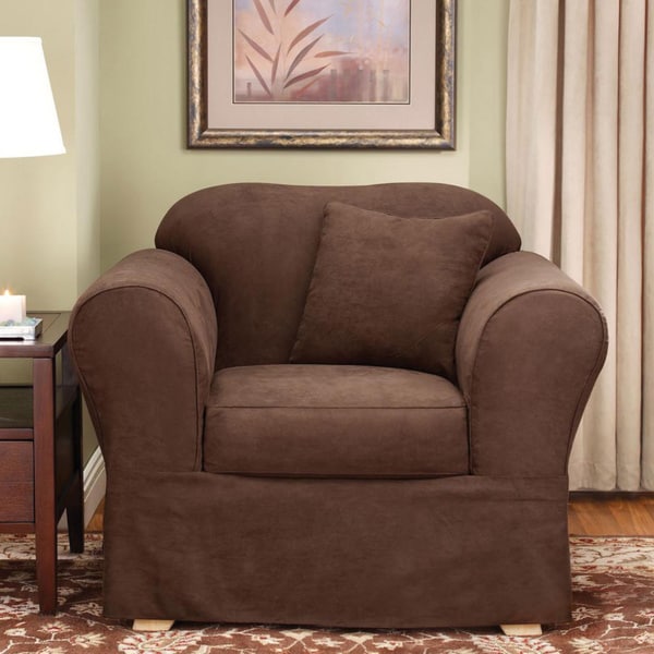 Sure Fit Suede Supreme Chocolate Chair Slipcover