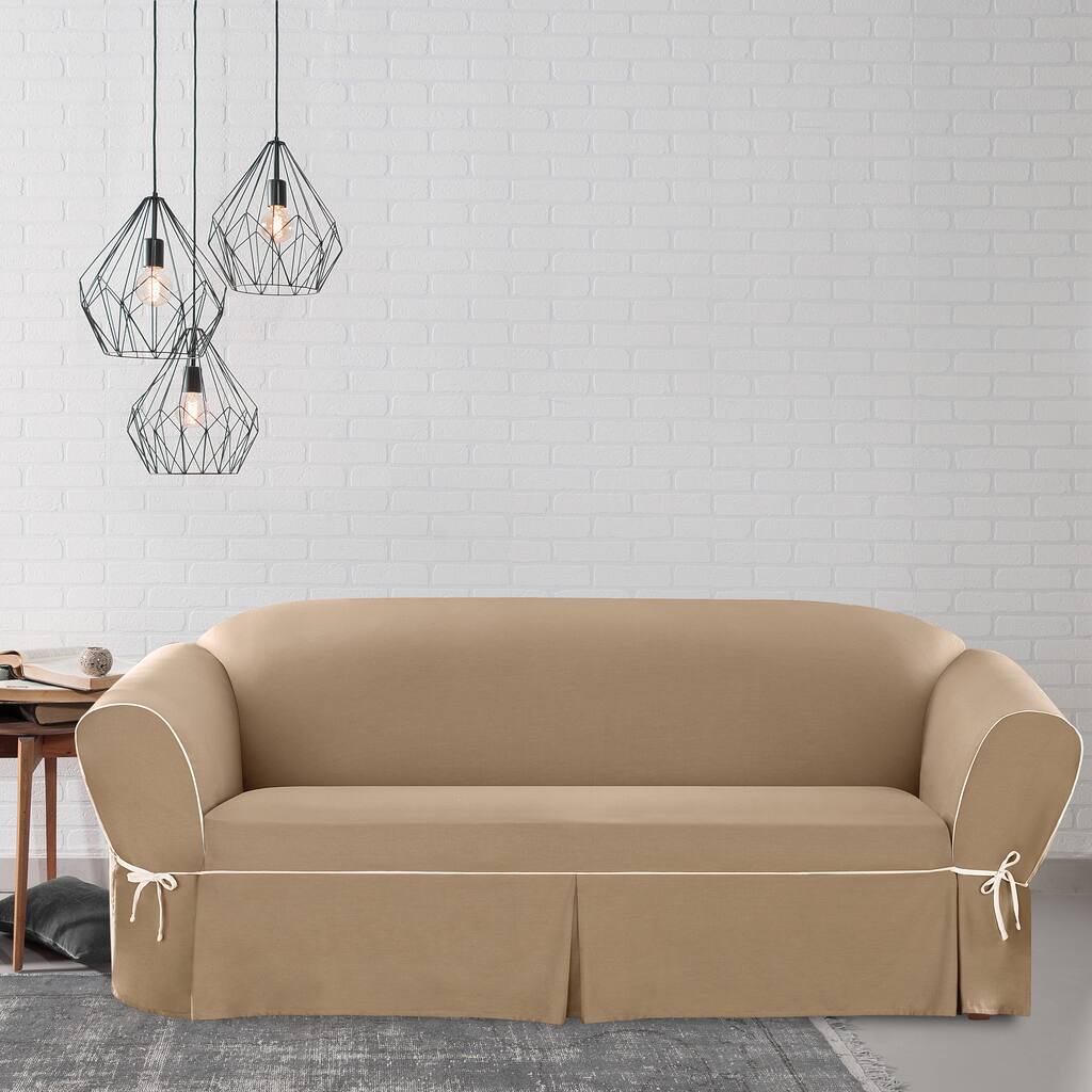 Sure Fit Contrast Cord Cocoa Sofa Slipcover