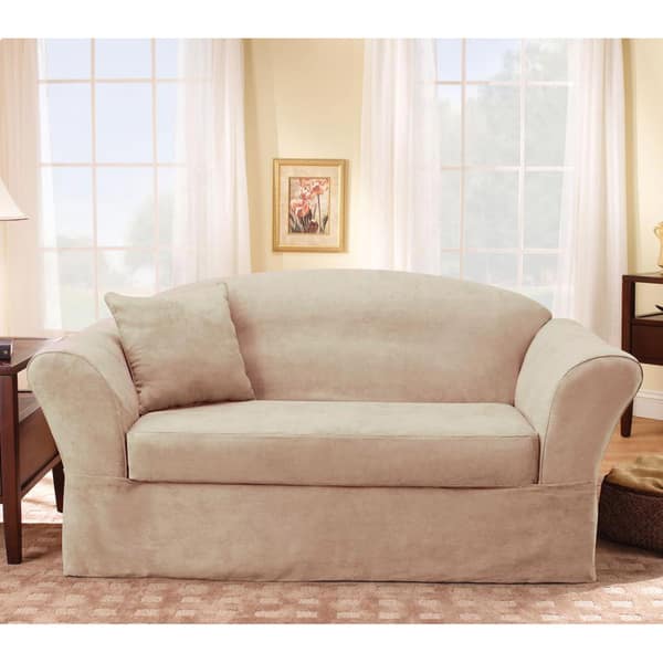 Sure Fit Suede Supreme Taupe Sofa Slipcover - Bed Bath & Beyond