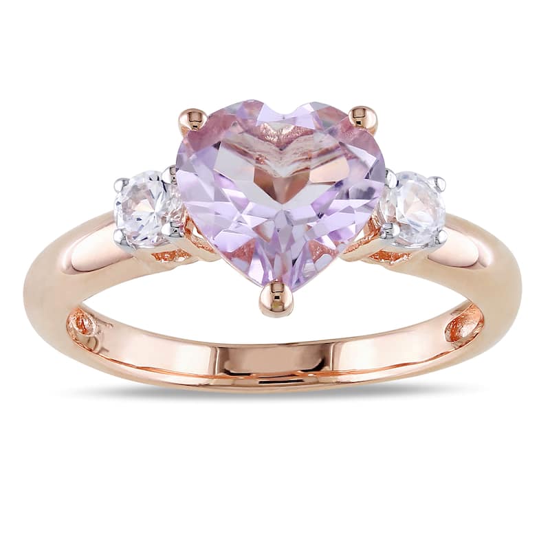 Miadora Sterling Silver Gemstone Heart Ring - Rose De France -  Size 4