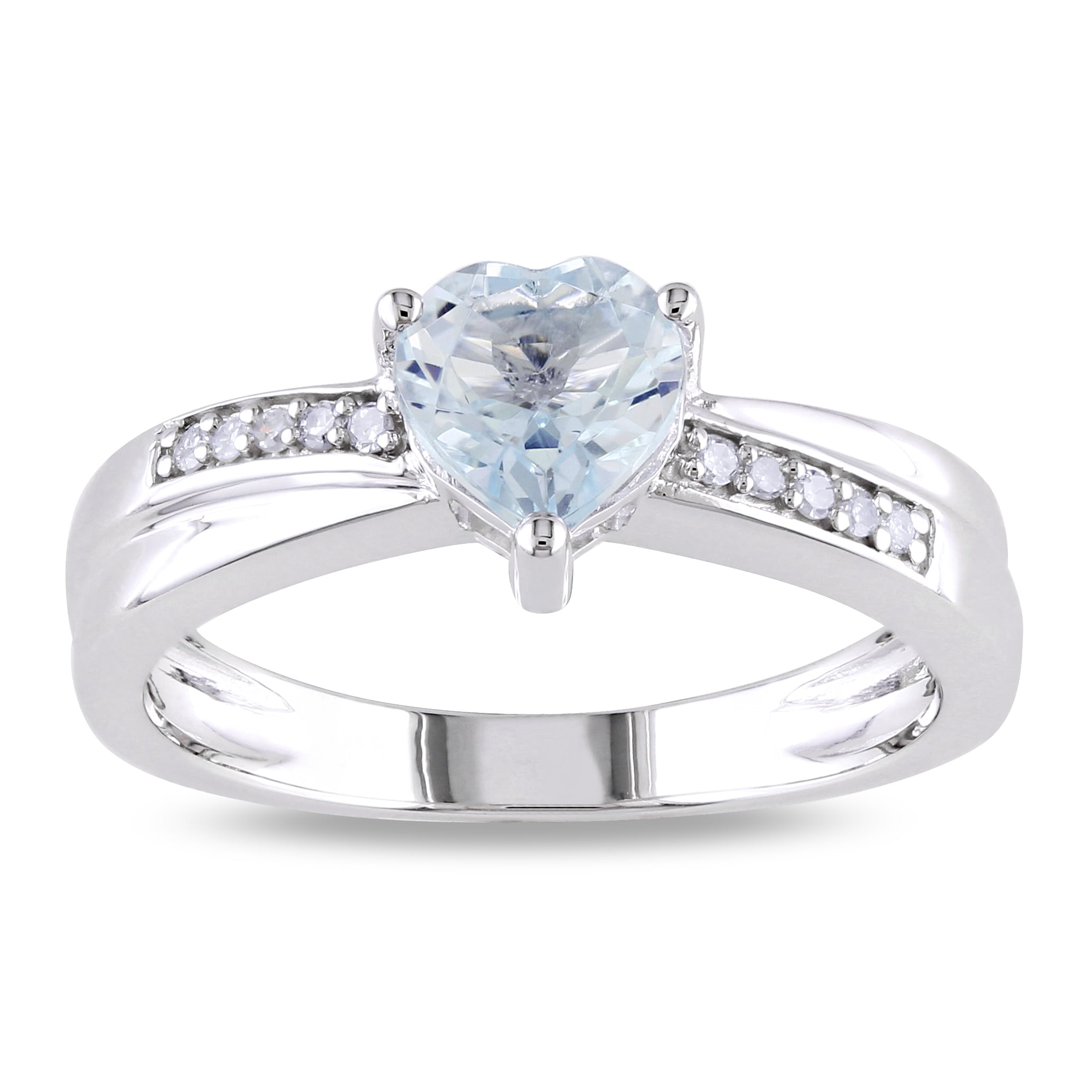 Miadora 10k White Gold Aquamarine and Diamond Ring (G H, I1 I2) MSRP