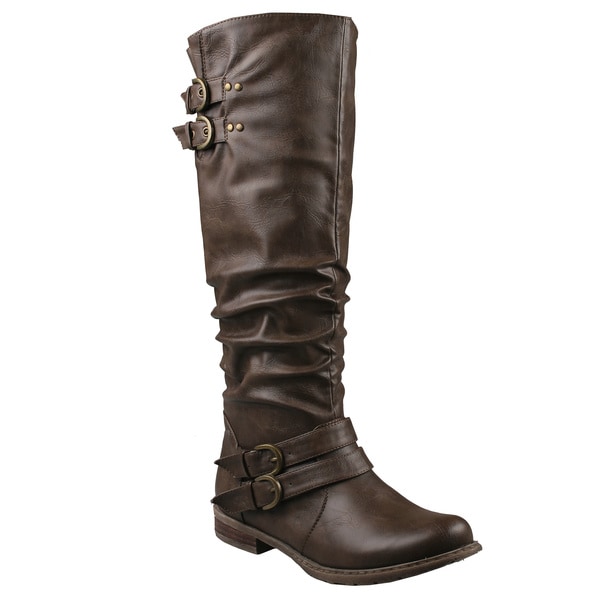 Shop Refresh by Beston Women's 'Bailey-03' Taupe Riding Boots - Free ...