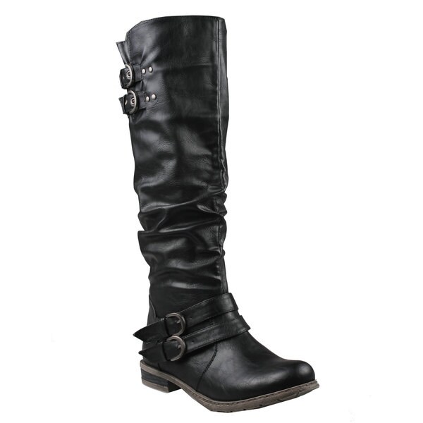 Shop Refresh by Beston Women's 'Bailey-03' Black Riding Boots - Free ...