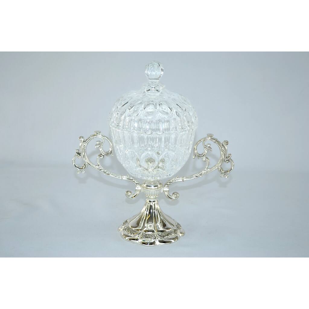 Threestar Crystal Silver Base Candy Bowl