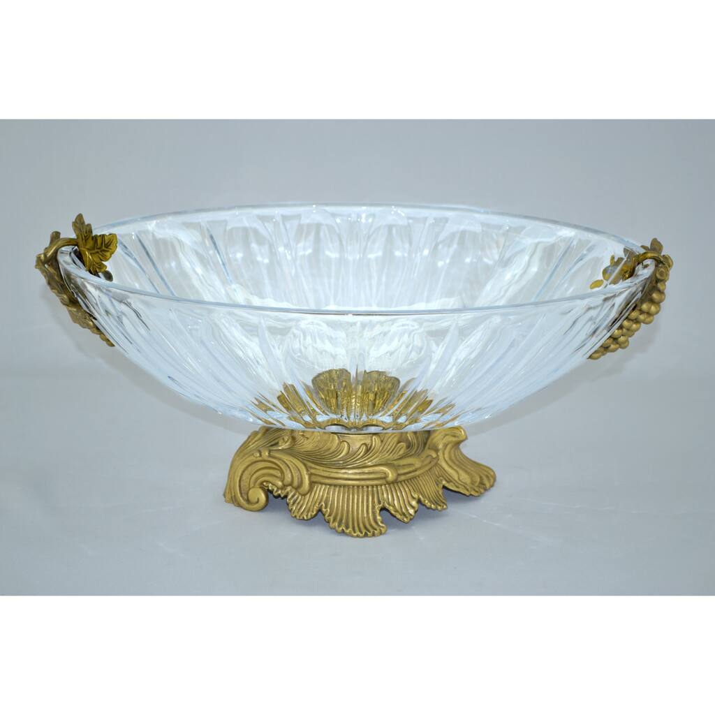 Threestar Clear Crystal with Gold Base Oval Serving Dish