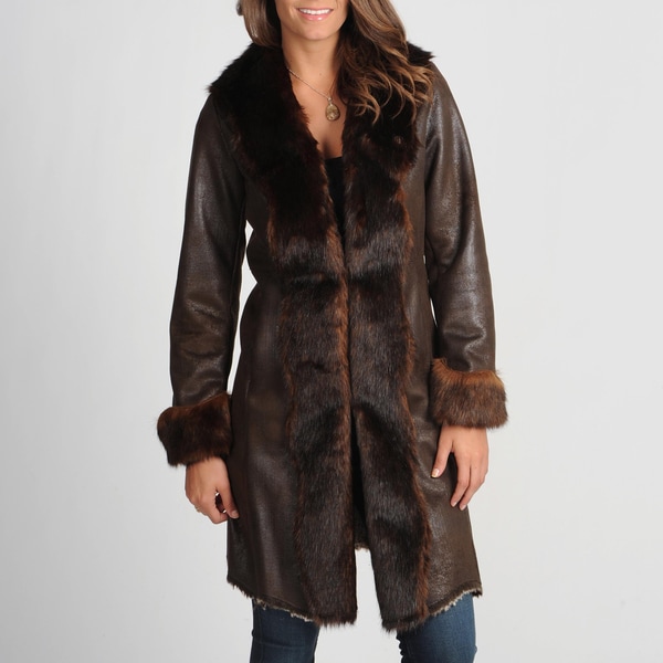 womens faux fur trim coat