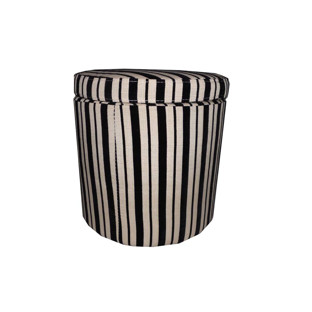 Black/ Beige Striped Storage Ottoman