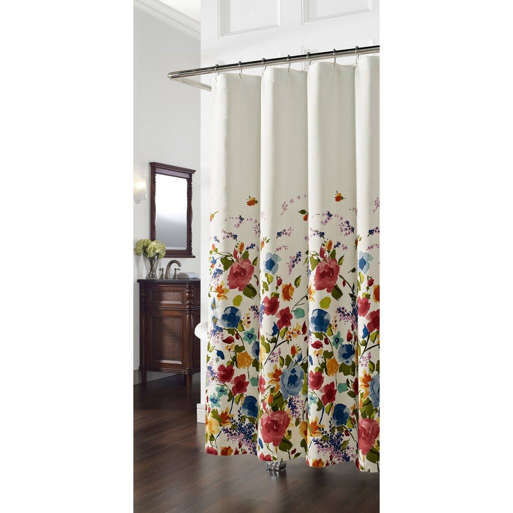 Panache Floral Shower Curtain - Yellow/Red/Ivory