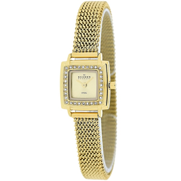 Skagen Women's Goldtone Square Glitz Watch Free Shipping Today