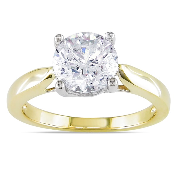 Miadora Signature Collection 14k Gold 2ct TDW Certified Round Solitaire Diamond Ring (G-H, I1-I2)