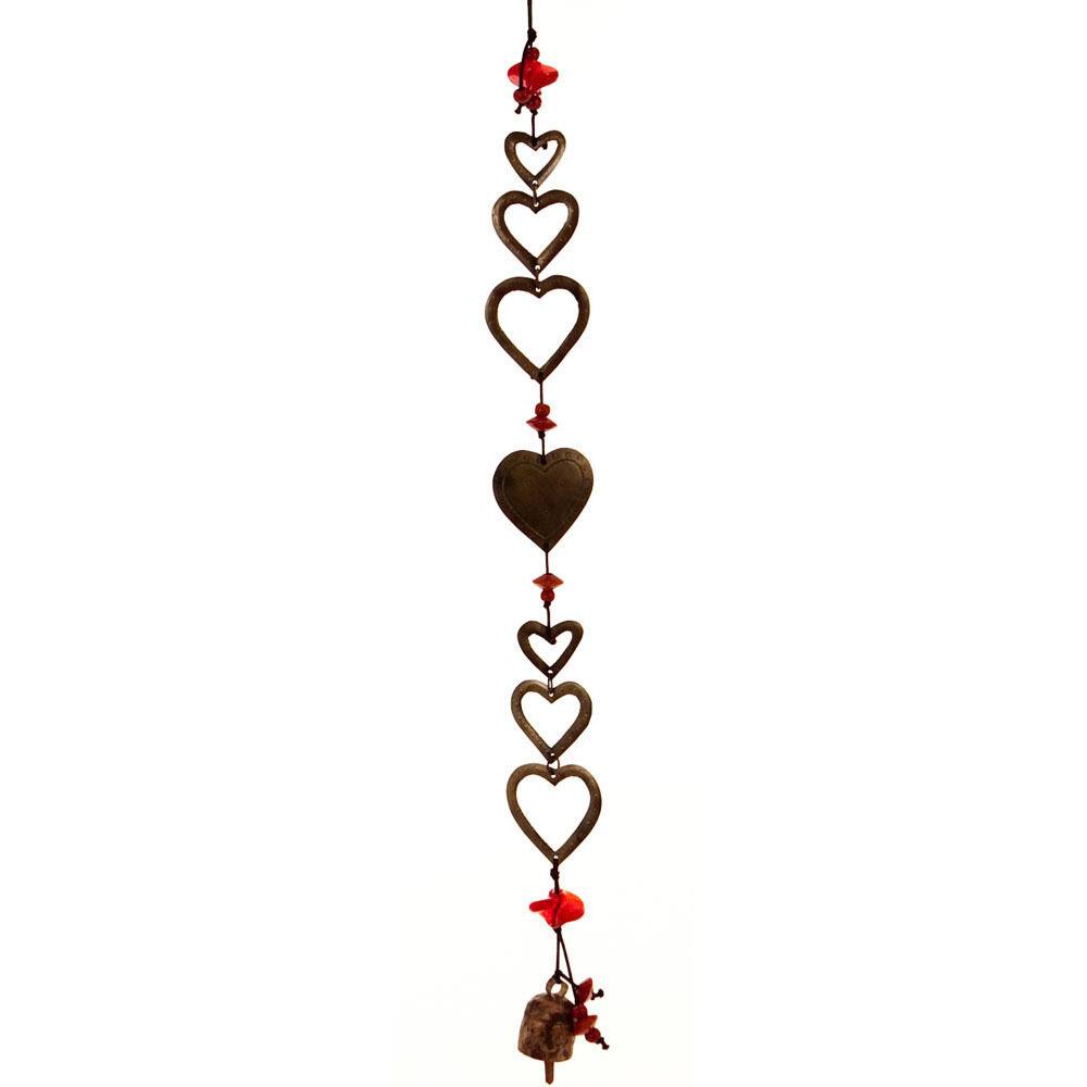 Handmade It's Raining Hearts Wind Chime (India)